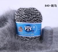 Пух норки RONGXIANGYUAN 840 черно-белый меланж 95% пух норки 5% ПА 50 гр/350 м